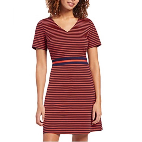 Draper James Dresses & Skirts - DRAPER JAMES Dress A-Line Ponte Knit Striped Red
& Navy Short Sleeve L (0231)
